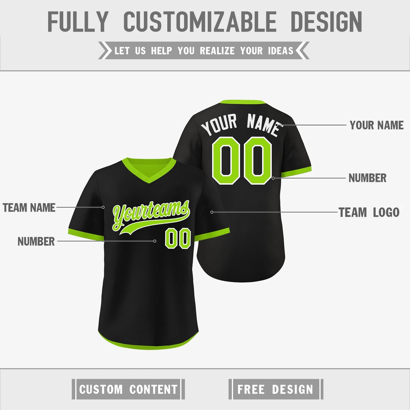 Custom Neon Green Black Reversible Classic Style Quick Dry Baseball Jersey| KXKSHOP