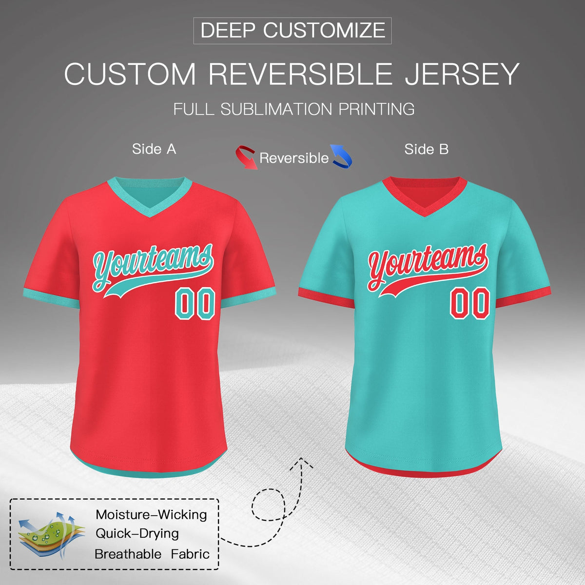 Custom Teal Neon Green Reversible Classic Style Lightweight Baseball Jersey| KXKSHOP