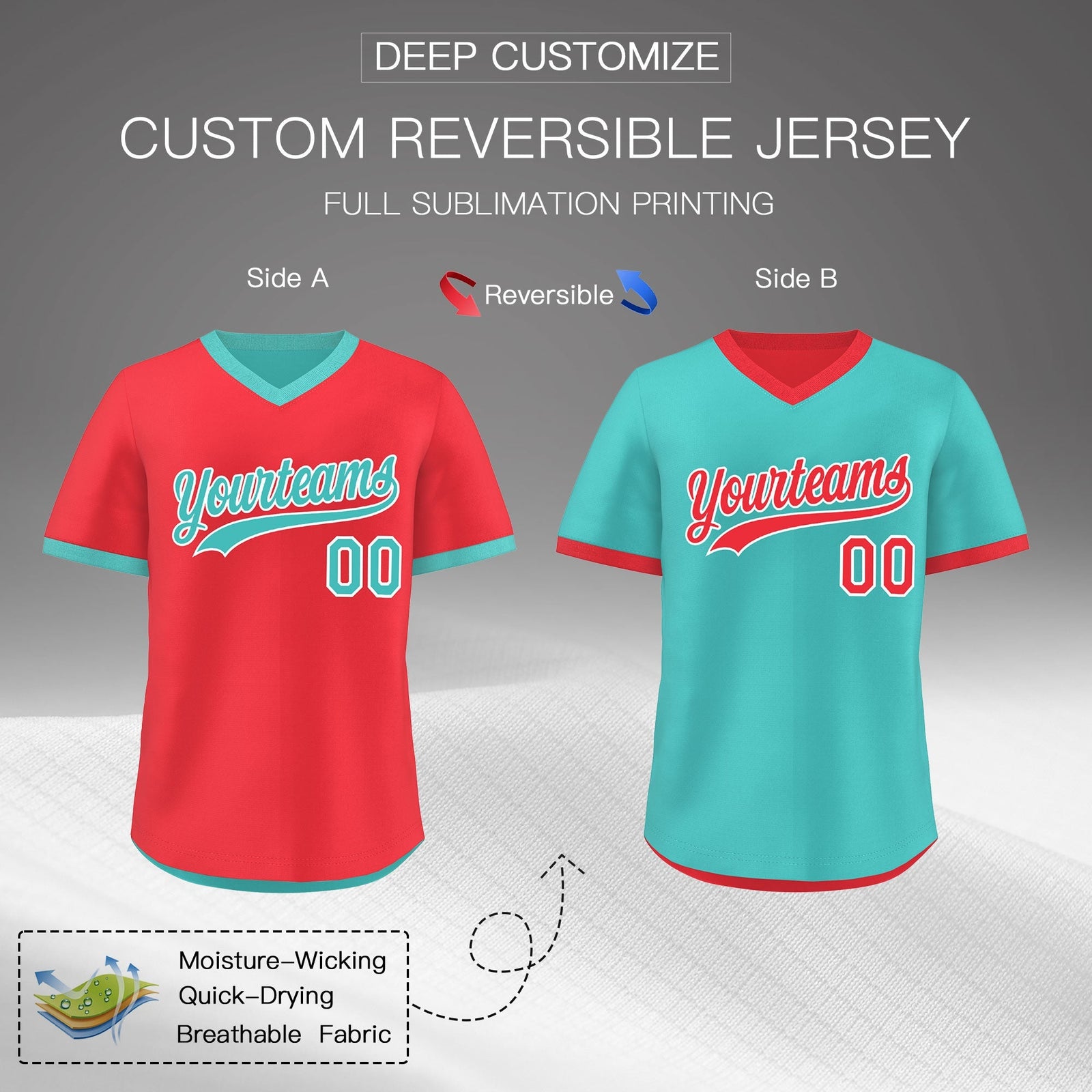 Custom Teal Neon Green Reversible Classic Style Lightweight Baseball Jersey| KXKSHOP