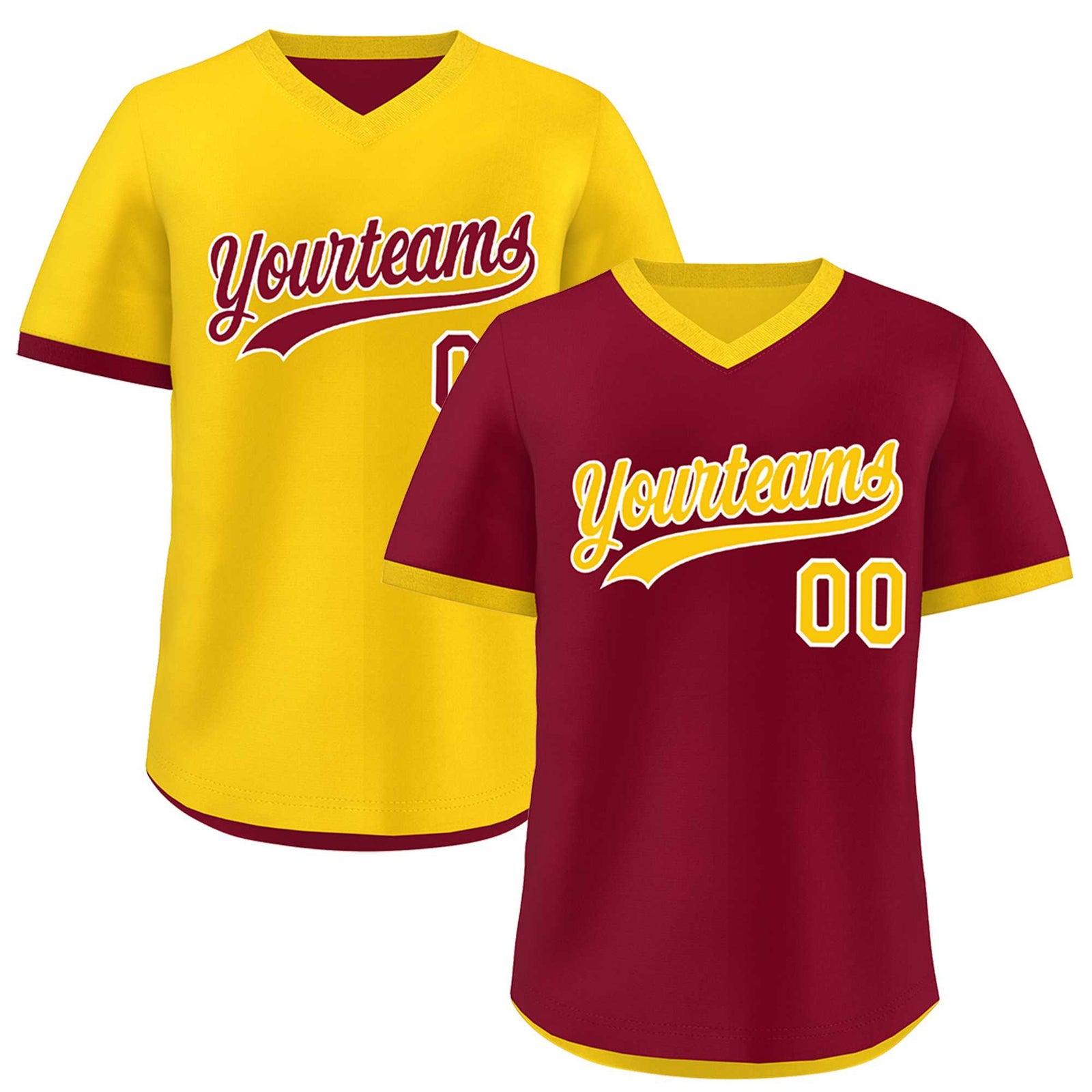Custom Gold Red Reversible Classic Style Breathable Baseball Jersey| KXKSHOP
