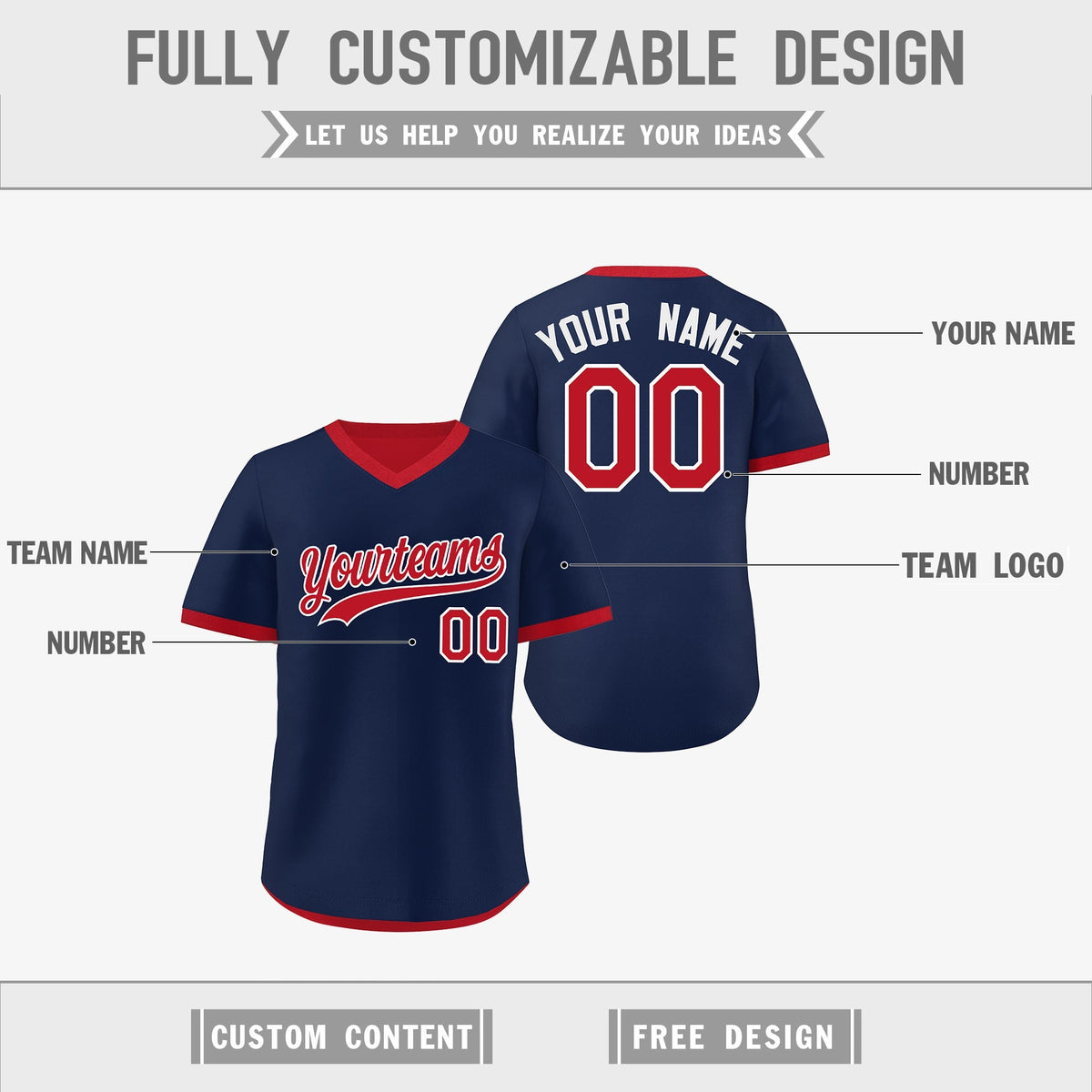 Custom Red Navy Reversible Classic Style Quick Dry Baseball Jersey| KXKSHOP