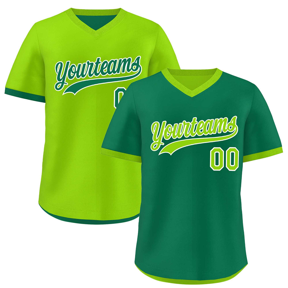 Custom Neon Green Kelly Green Reversible Classic Style Lightweight Baseball Jersey| KXKSHOP