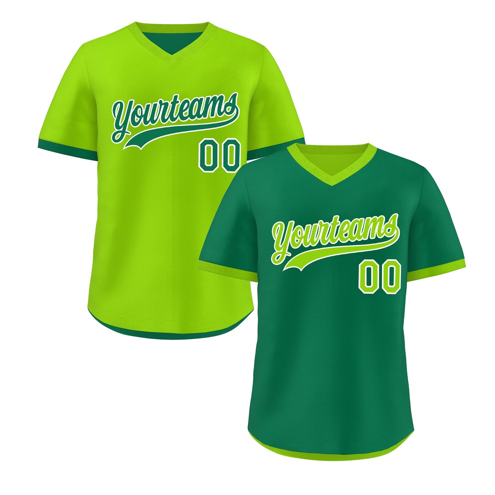 Custom Neon Green Kelly Green Reversible Classic Style Lightweight Baseball Jersey| KXKSHOP