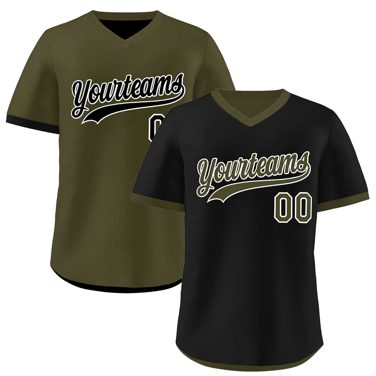 Custom Olive Black Reversible Classic Style Breathable Baseball Jersey| KXKSHOP