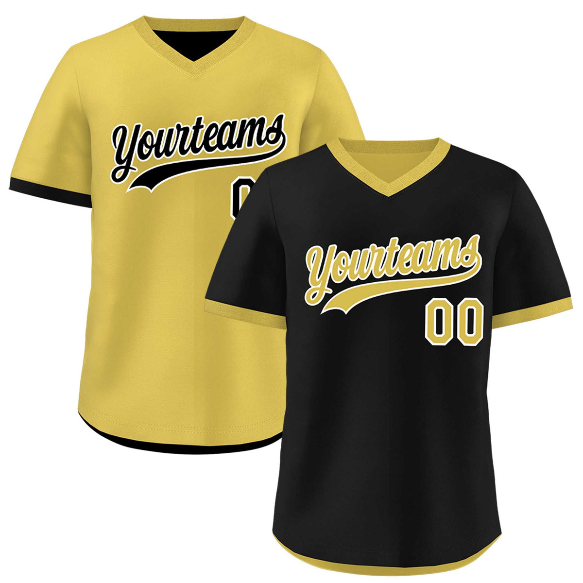 Custom Old Gold Black Reversible Classic Style Lightweight Baseball Jersey| KXKSHOP