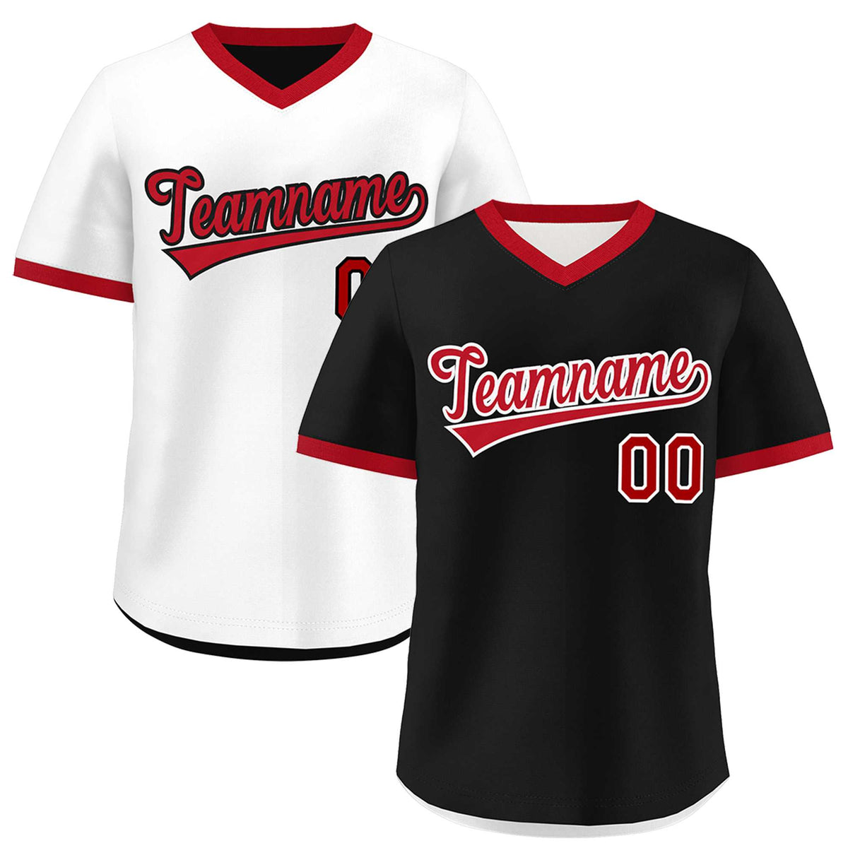 Custom White Black Red Reversible Classic Style Quick Dry Baseball Jersey| KXKSHOP