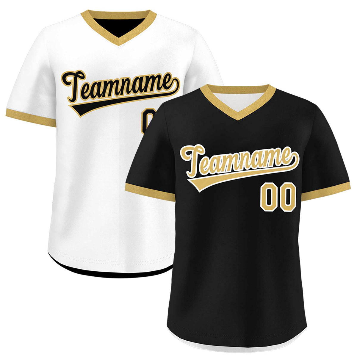 Custom White Black Old Gold Reversible Classic Style Lightweight Baseball Jersey| KXKSHOP