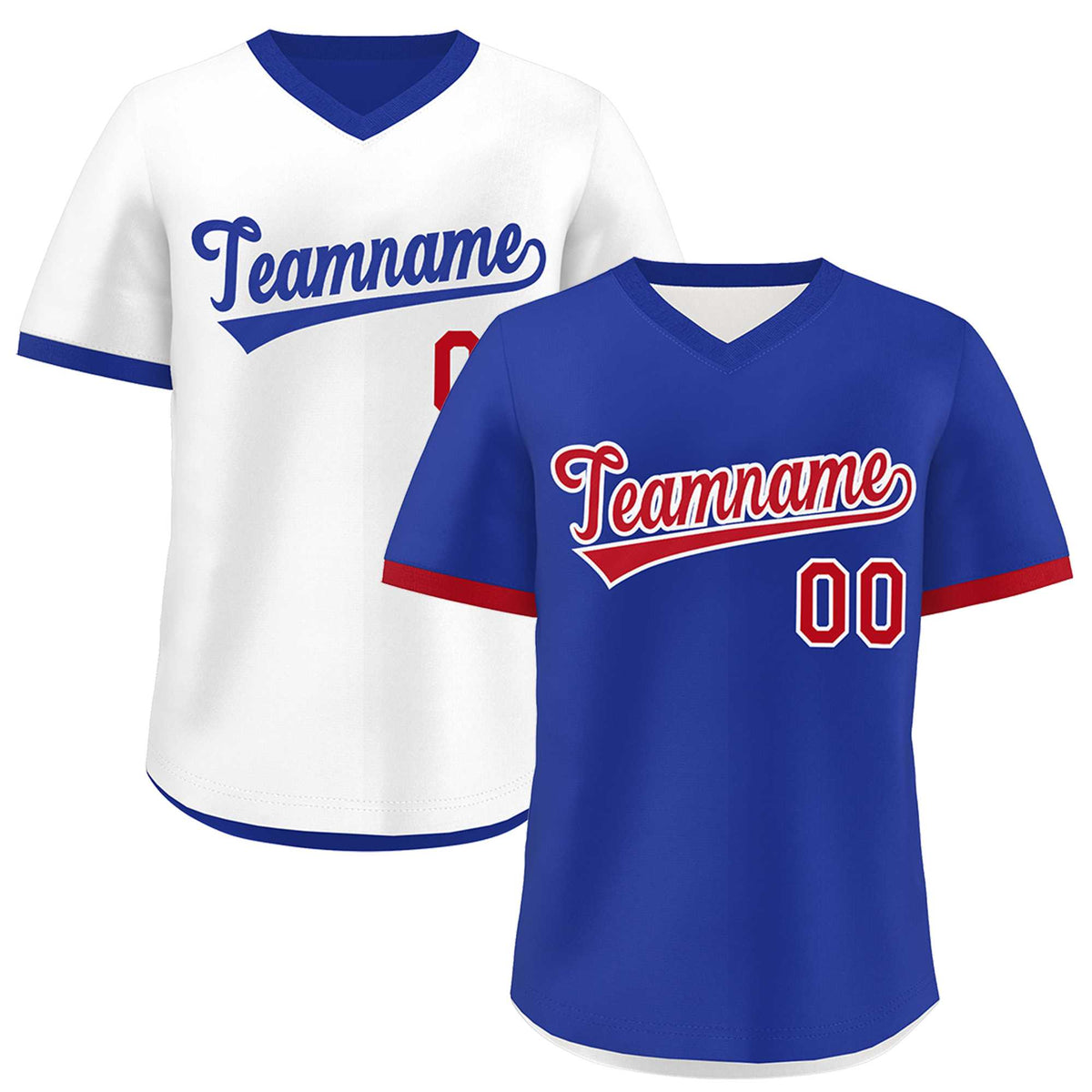 Custom Royal Blue White Red Reversible Classic Style Breathable Baseball Jersey| KXKSHOP