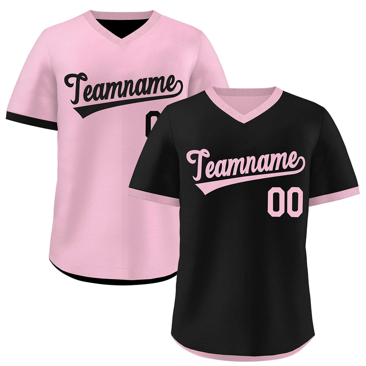 Custom Light Pink Black Reversible Classic Style Breathable Baseball Jersey| KXKSHOP