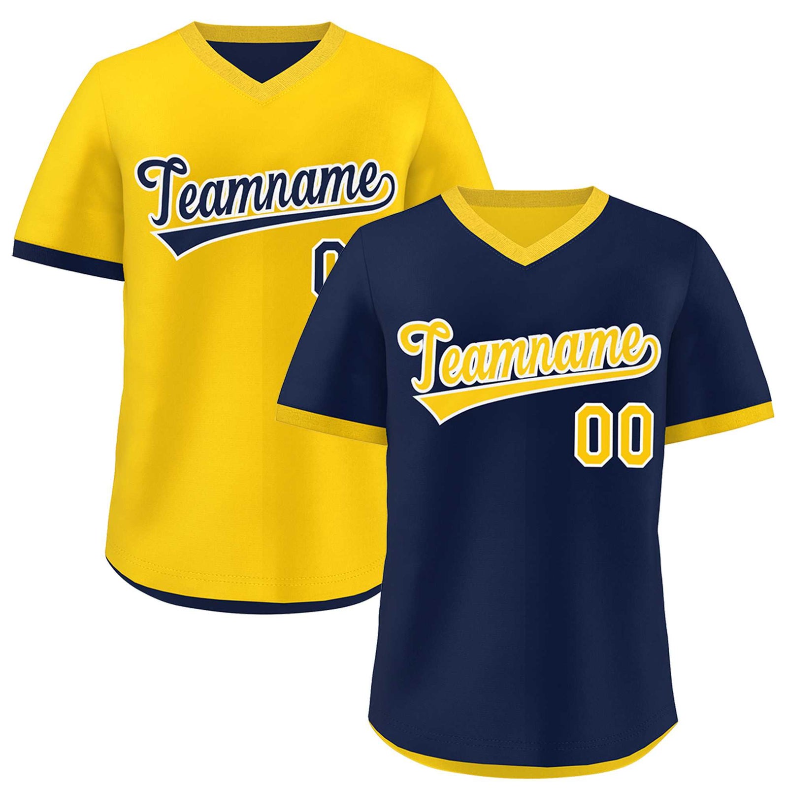 Custom Navy Gold White Reversible Classic Style Lightweight Baseball Jersey| KXKSHOP
