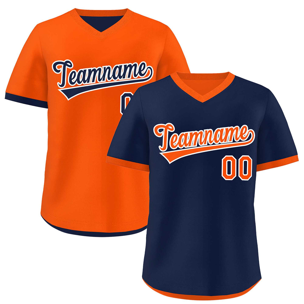 Custom Navy Orange Reversible Classic Style Breathable Baseball Jersey| KXKSHOP