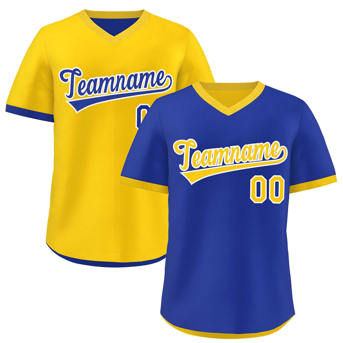 Custom Gold Royal Blue Reversible Classic Style Breathable Baseball Jersey| KXKSHOP
