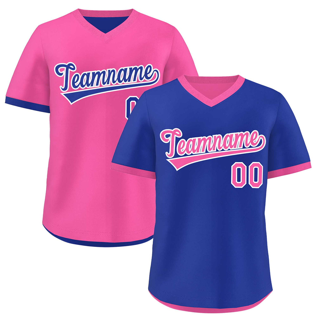 Custom Pink Royal Blue Reversible Classic Style Quick Dry Baseball Jersey| KXKSHOP
