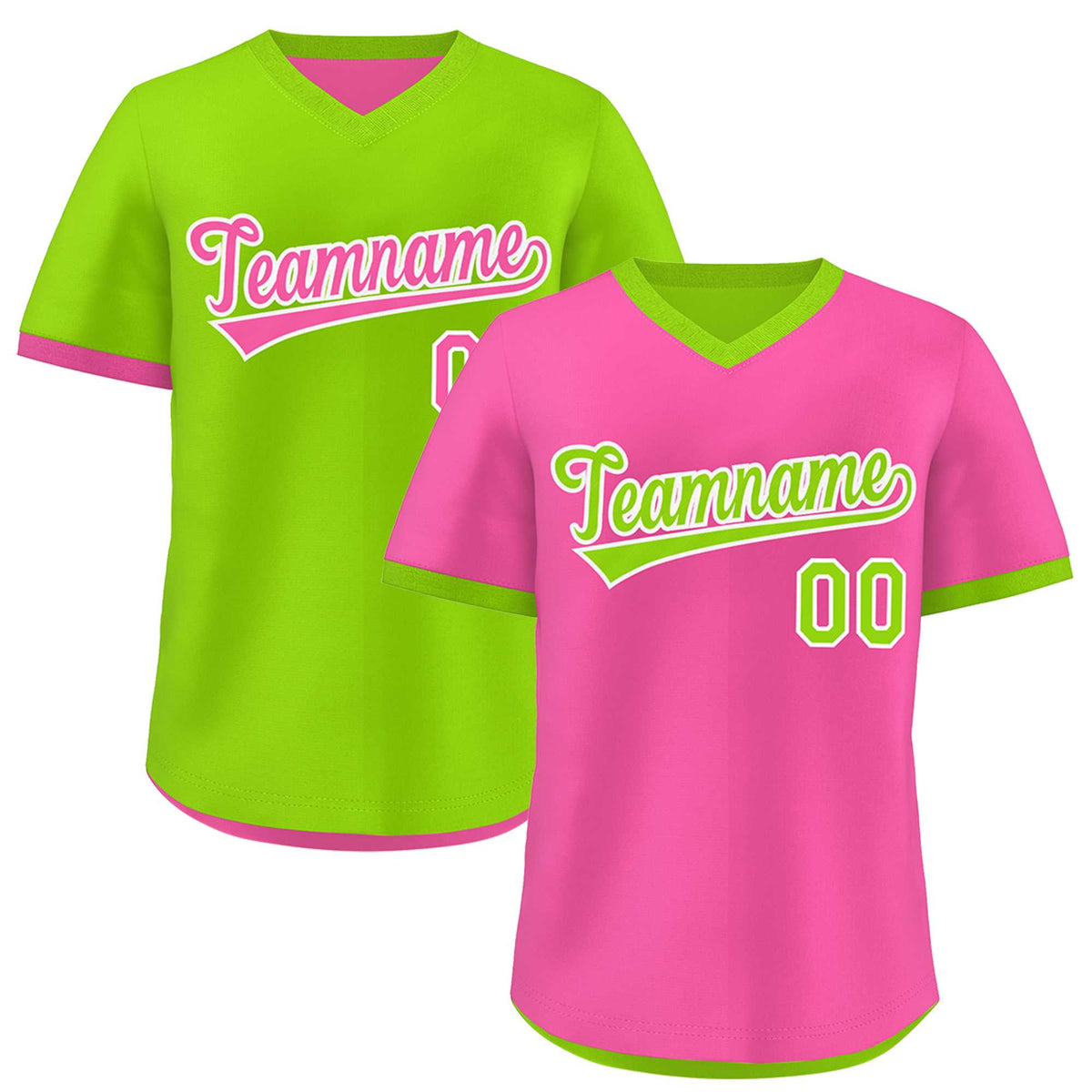 Custom Neon Green Pink Reversible Classic Style Quick Dry Baseball Jersey| KXKSHOP