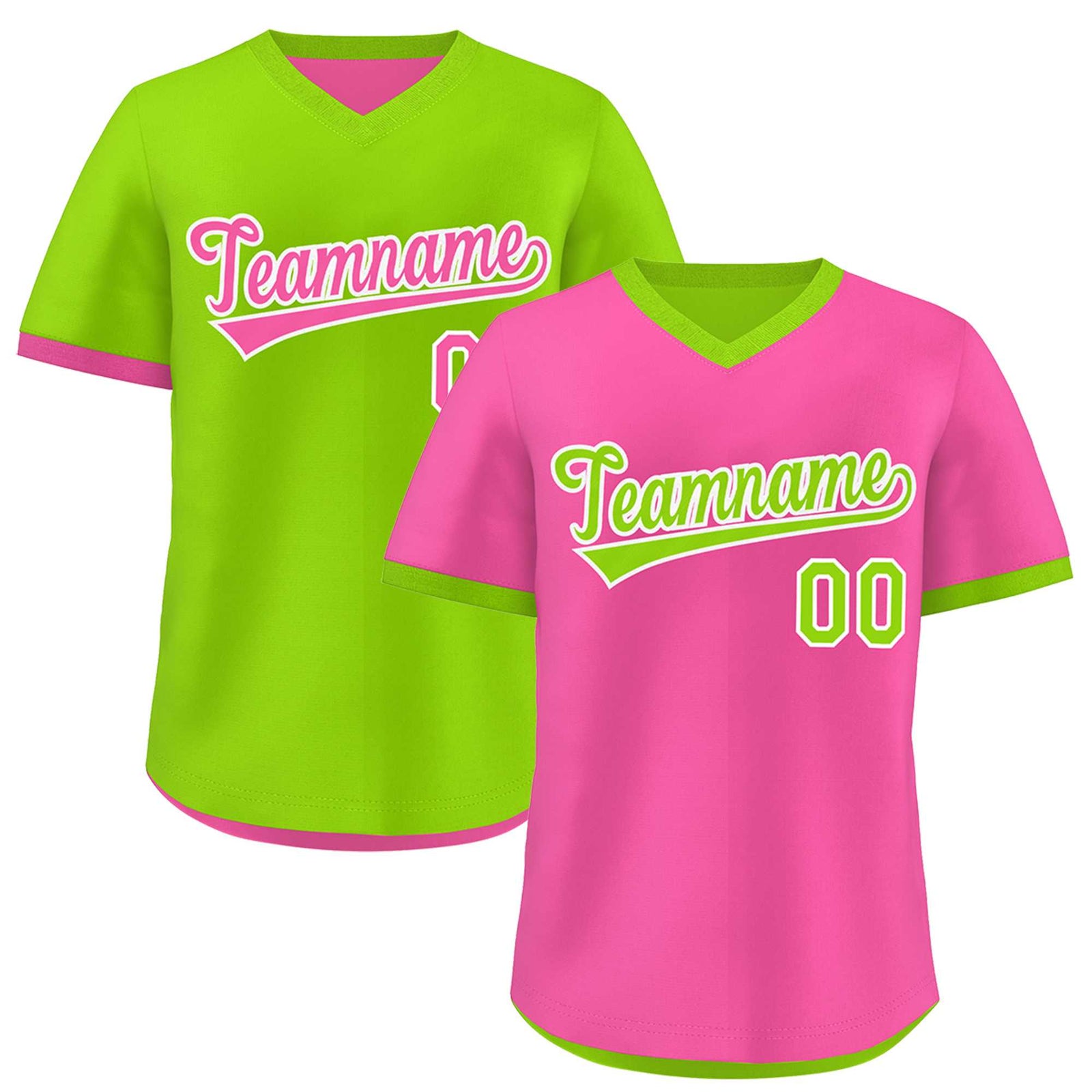 Custom Neon Green Pink Reversible Classic Style Quick Dry Baseball Jersey| KXKSHOP