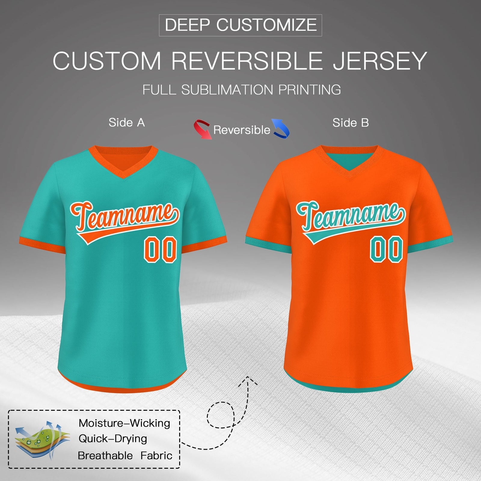 Custom Neon Green Orange Reversible Classic Style Breathable Baseball Jersey| KXKSHOP