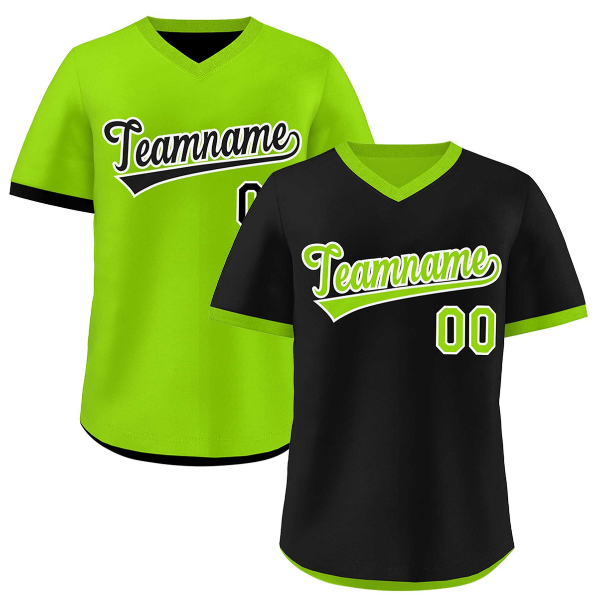 Custom Neon Green Black Reversible Classic Style Quick Dry Baseball Jersey| KXKSHOP