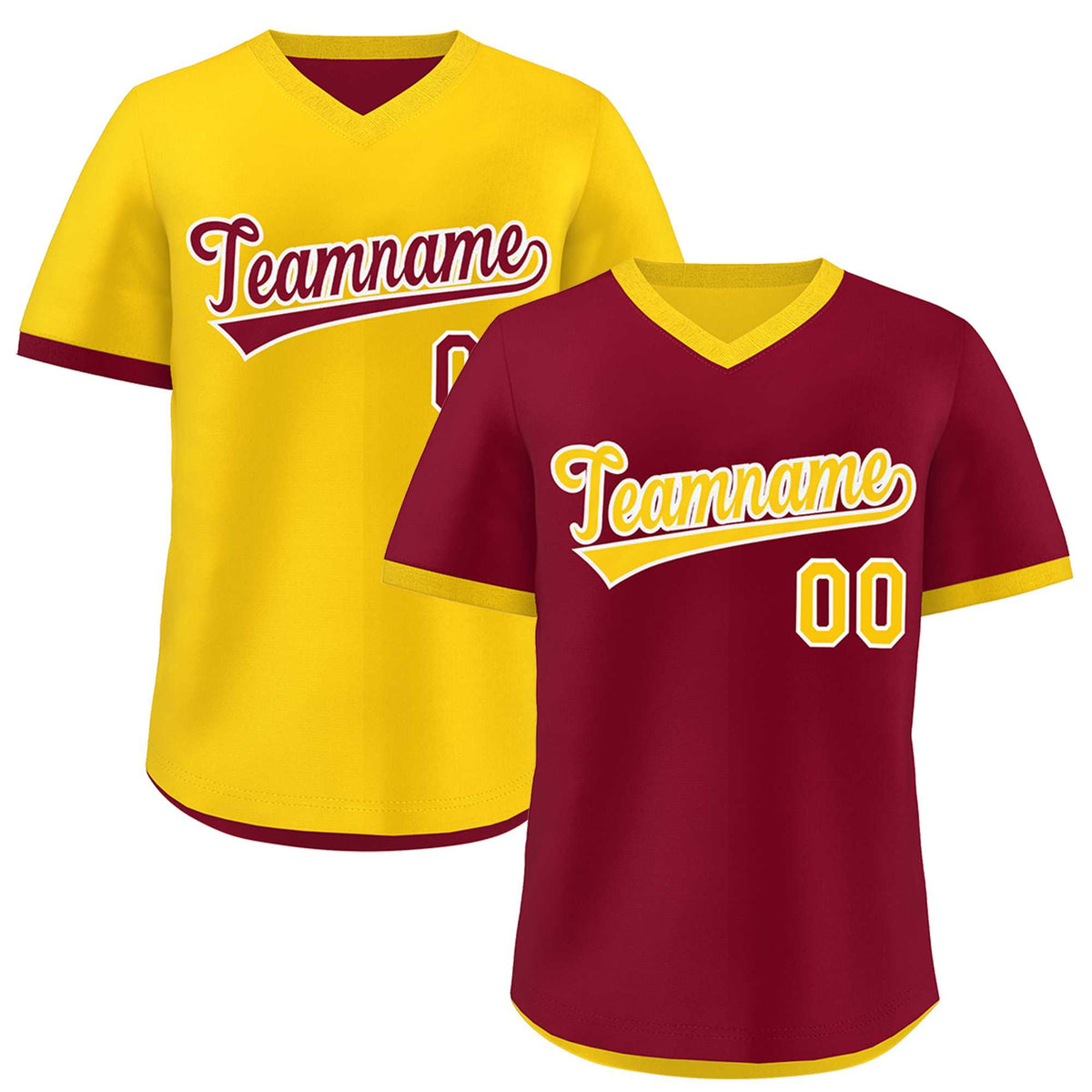 Custom Gold Red Reversible Classic Style Breathable Baseball Jersey| KXKSHOP