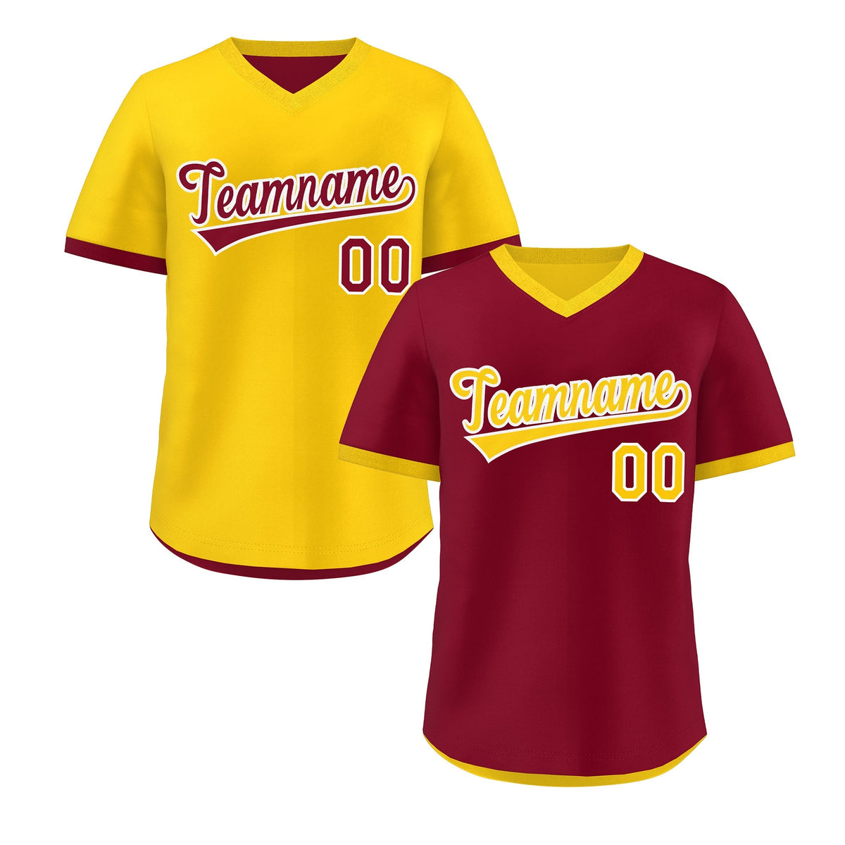 Custom Gold Red Reversible Classic Style Breathable Baseball Jersey| KXKSHOP