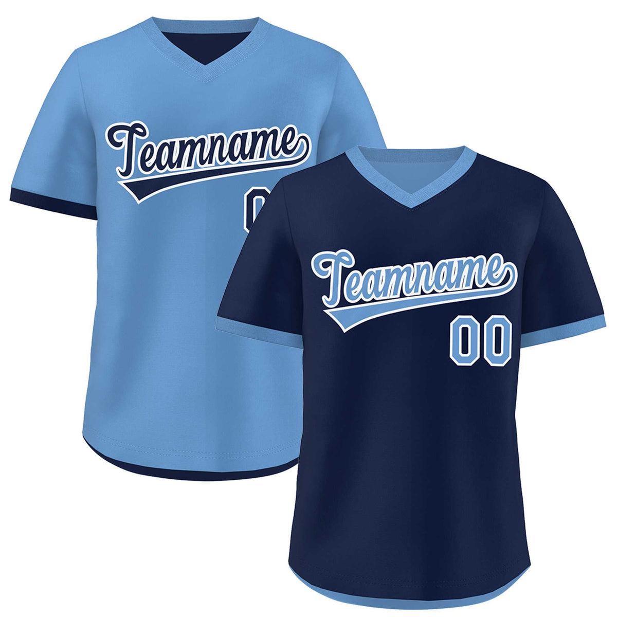 Custom Light Blue Navy Reversible Classic Style Lightweight Baseball Jersey| KXKSHOP