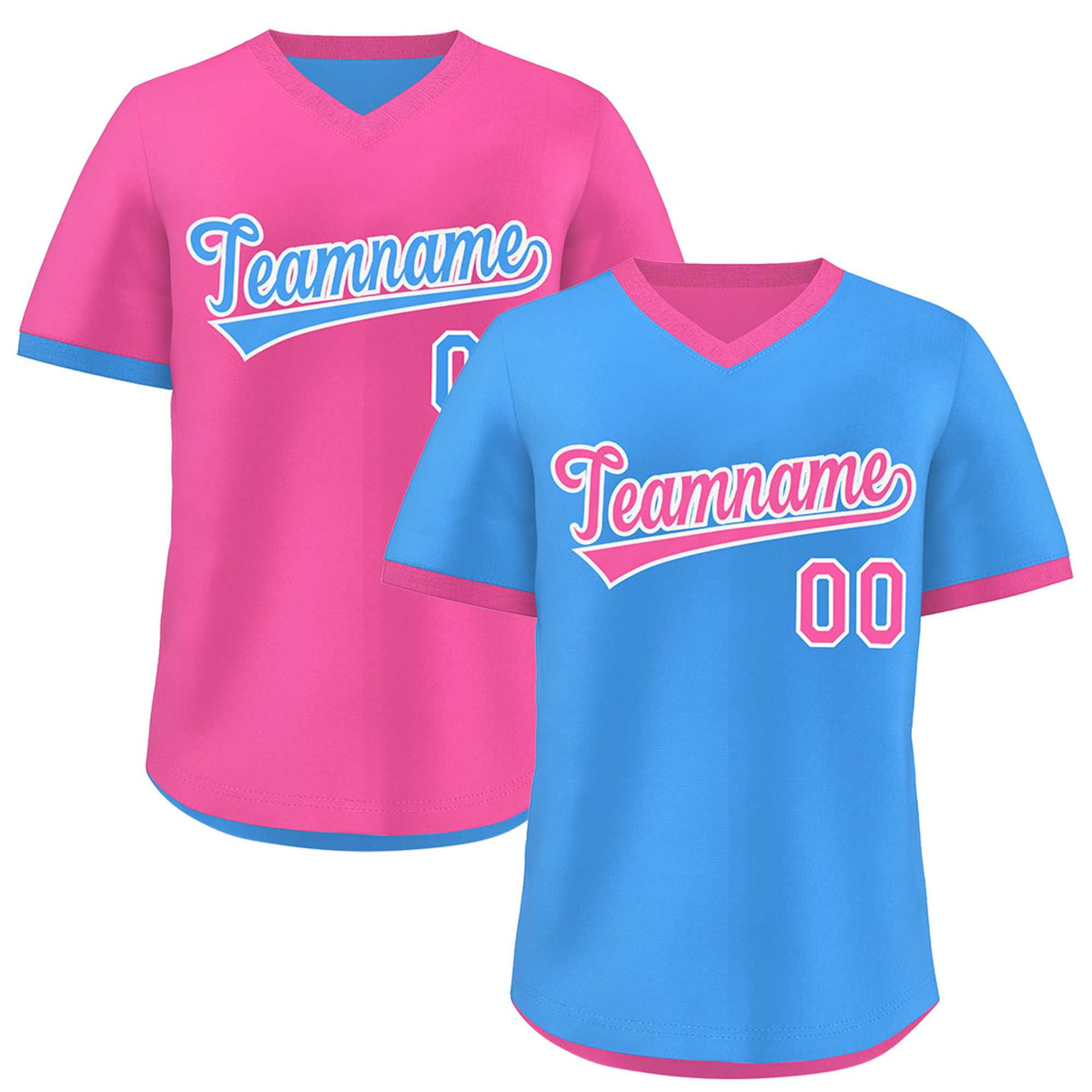 Custom Pink Powder Blue Reversible Classic Style Breathable Baseball Jersey| KXKSHOP