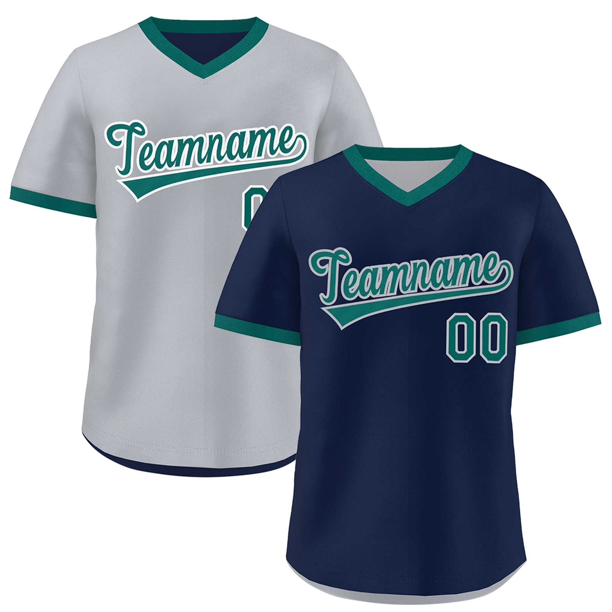 Custom Teal Silver Reversible Classic Style Quick Dry Baseball Jersey| KXKSHOP