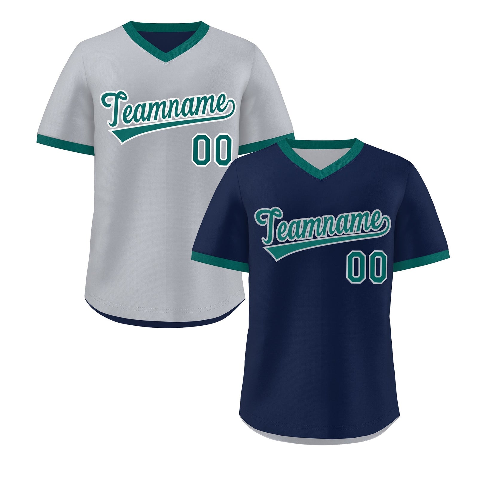 Custom Teal Silver Reversible Classic Style Quick Dry Baseball Jersey| KXKSHOP