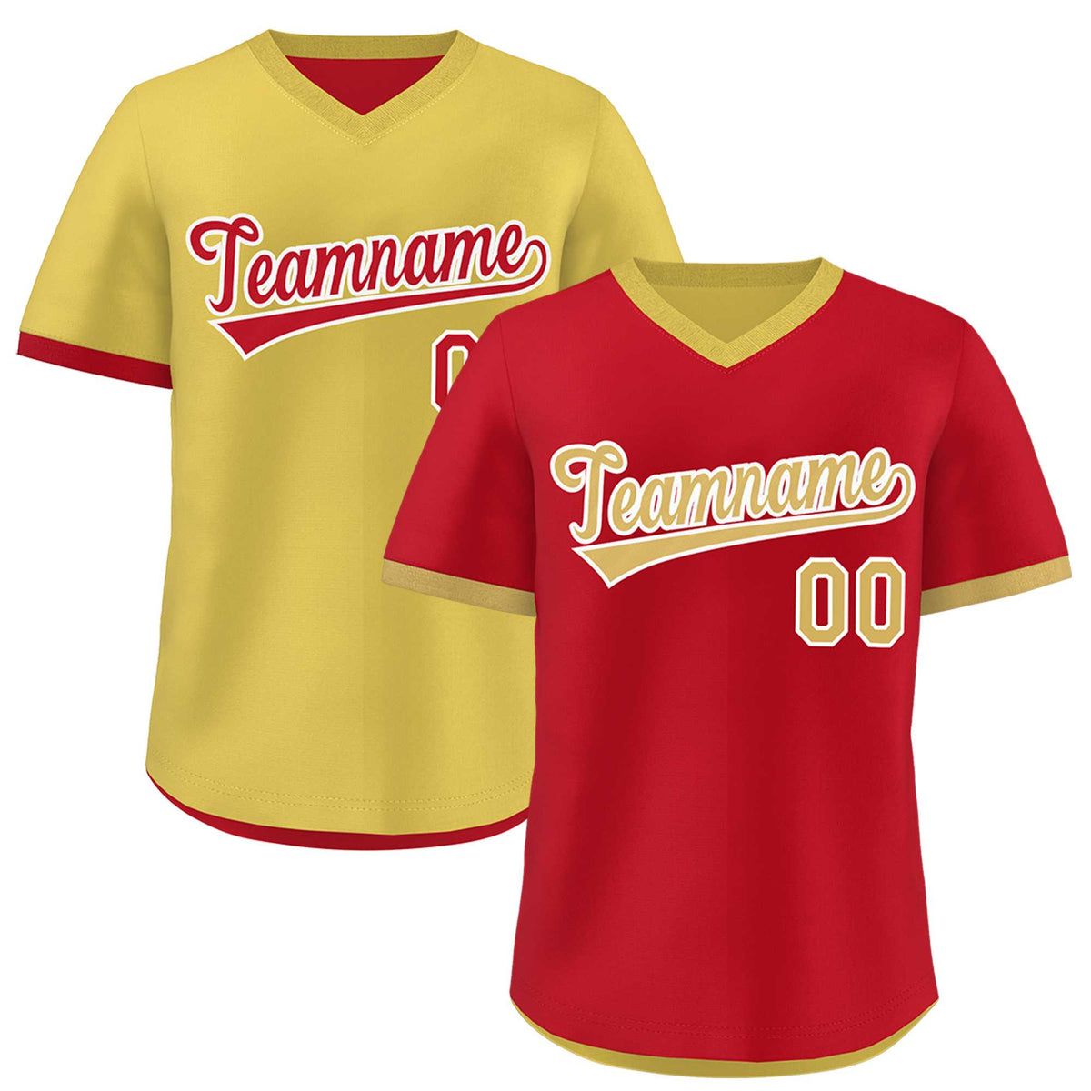 Custom Old Gold Red Reversible Classic Style Quick Dry Baseball Jersey| KXKSHOP
