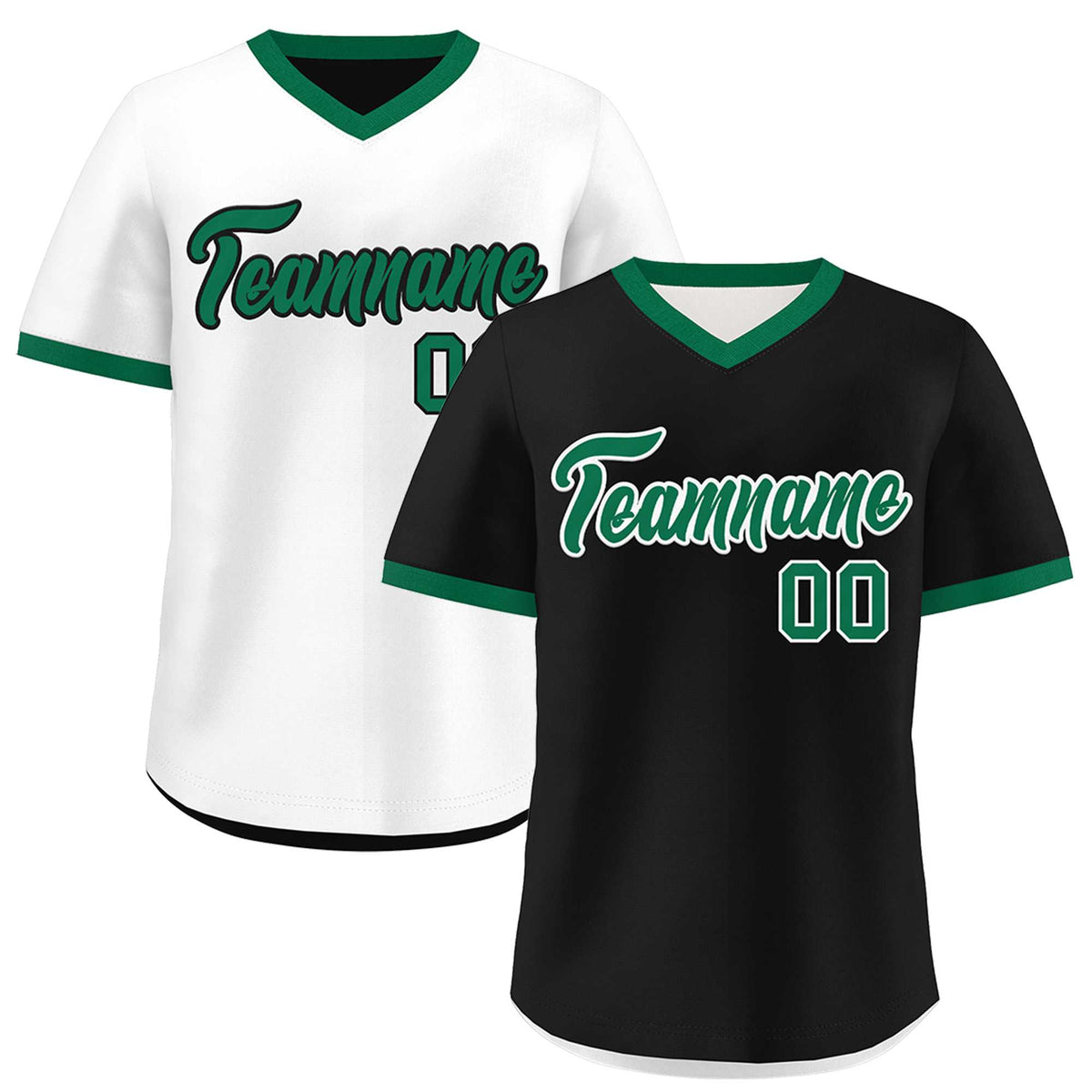 Custom White Black Kelly Green Reversible Classic Style Breathable Baseball Jersey| KXKSHOP