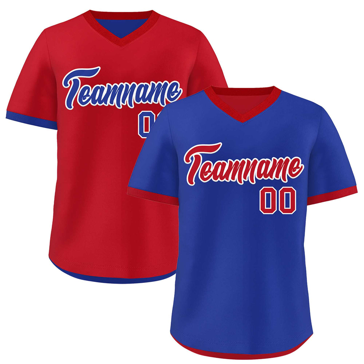 Custom Royal Blue Red Reversible Classic Style Quick Dry Baseball Jersey| KXKSHOP