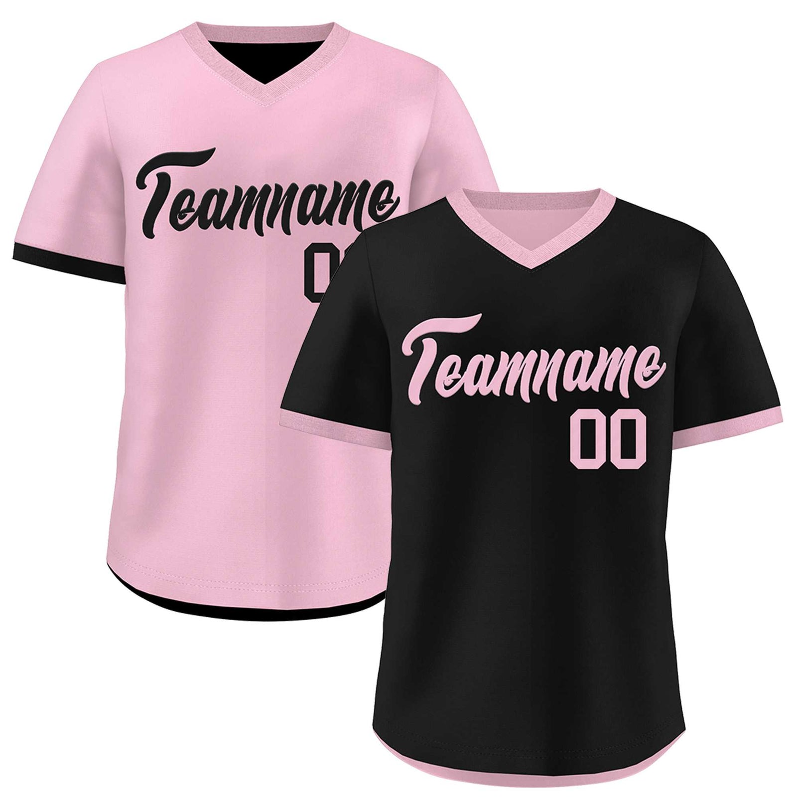 Custom Light Pink Black Reversible Classic Style Breathable Baseball Jersey| KXKSHOP