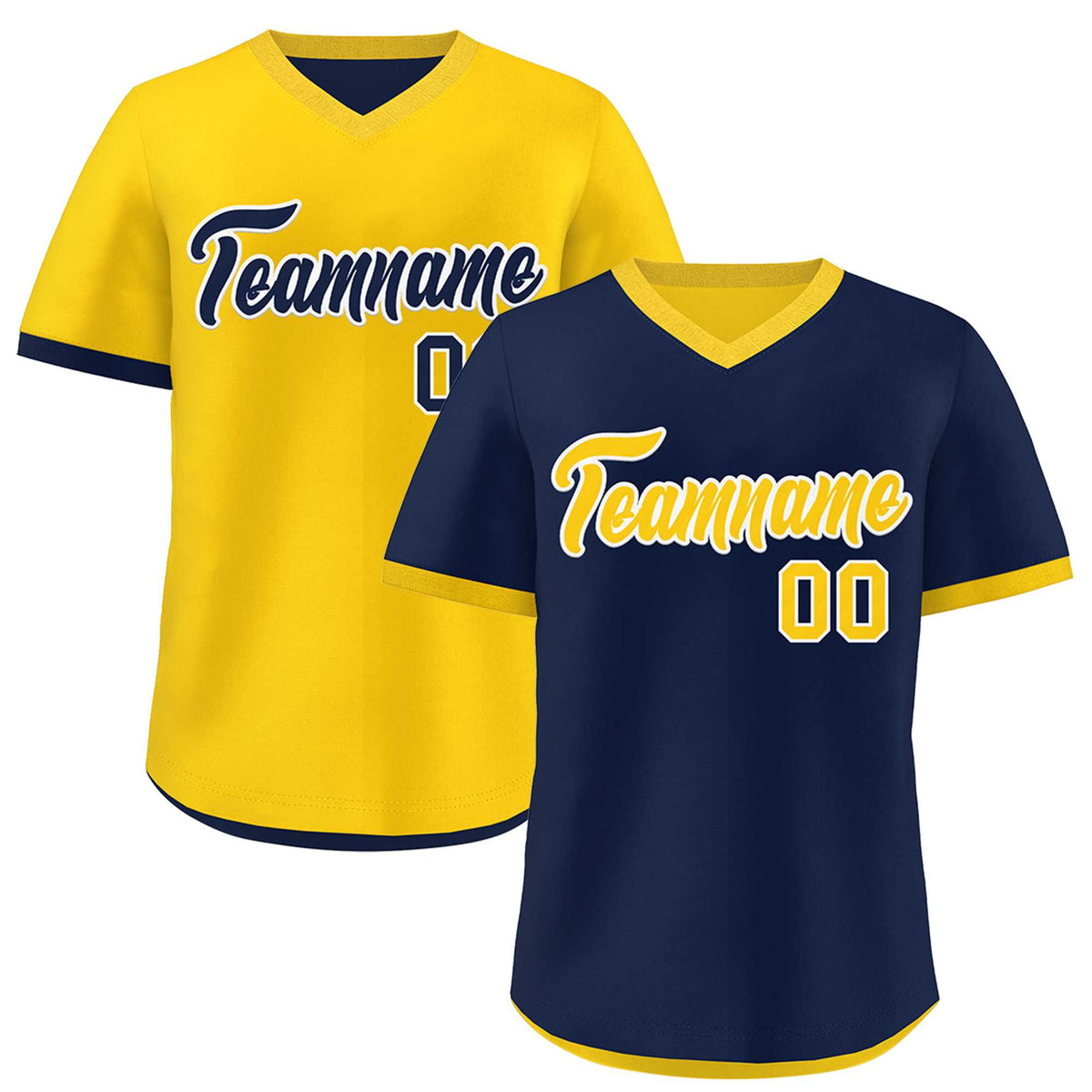 Custom Navy Gold White Reversible Classic Style Lightweight Baseball Jersey| KXKSHOP