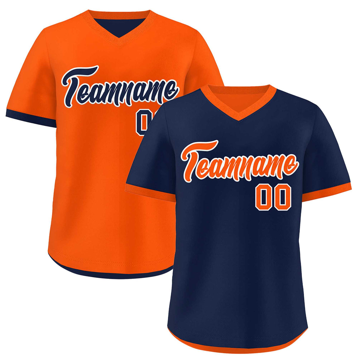 Custom Navy Orange Reversible Classic Style Breathable Baseball Jersey| KXKSHOP