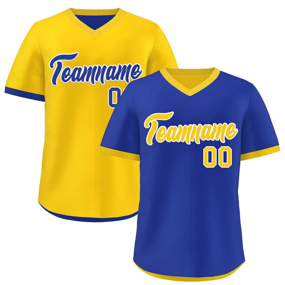 Custom Gold Royal Blue Reversible Classic Style Breathable Baseball Jersey| KXKSHOP