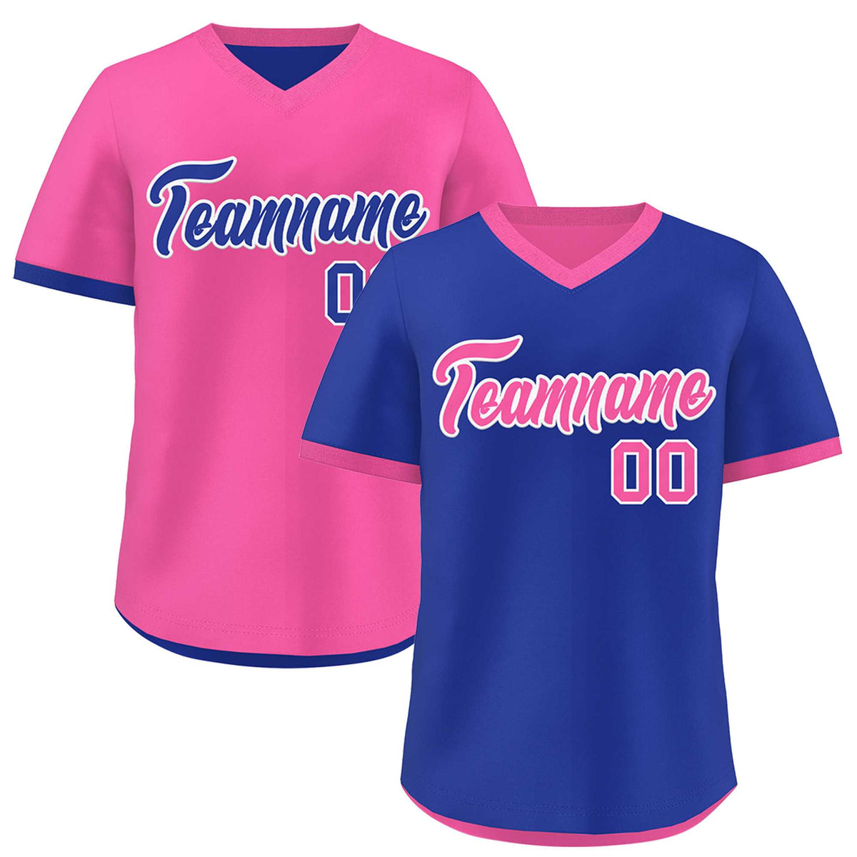 Custom Pink Royal Blue Reversible Classic Style Quick Dry Baseball Jersey| KXKSHOP