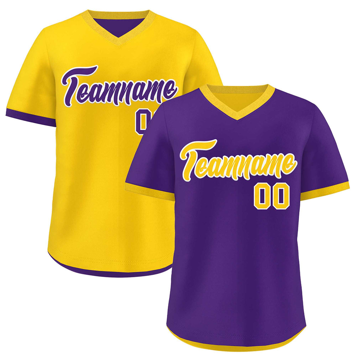 Custom Purple Gold Reversible Classic Style Breathable Baseball Jersey| KXKSHOP