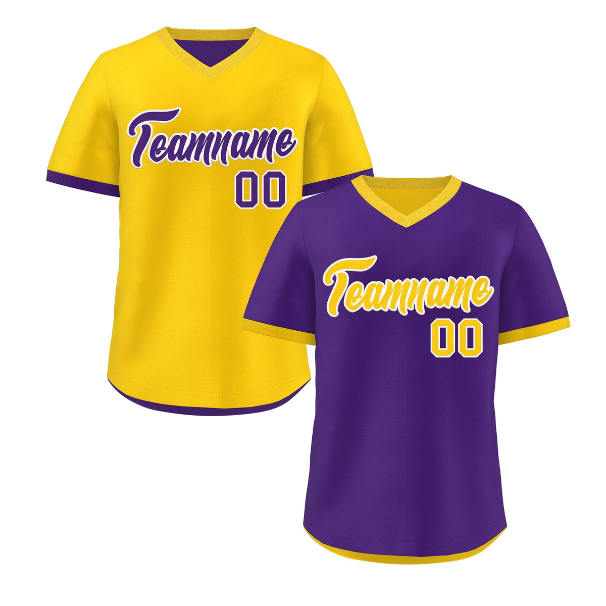 Custom Purple Gold Reversible Classic Style Breathable Baseball Jersey| KXKSHOP