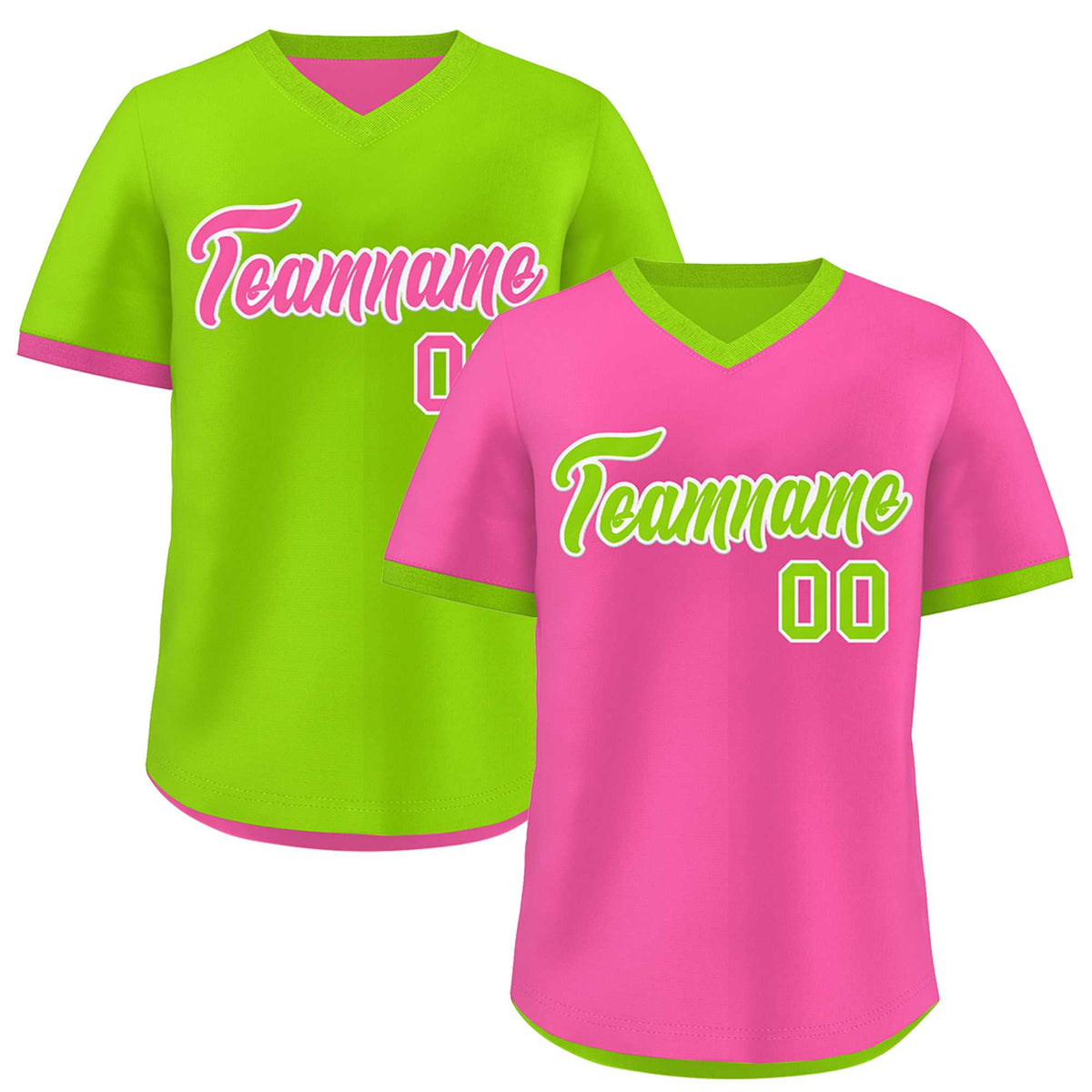 Custom Neon Green Pink Reversible Classic Style Quick Dry Baseball Jersey| KXKSHOP