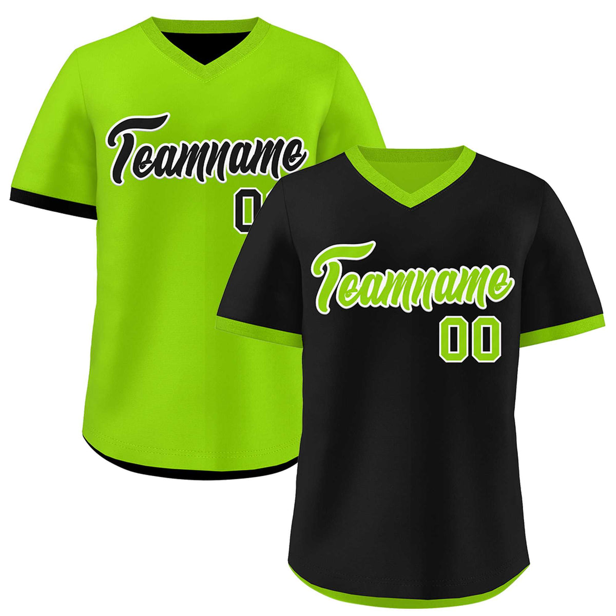 Custom Neon Green Black Reversible Classic Style Quick Dry Baseball Jersey| KXKSHOP