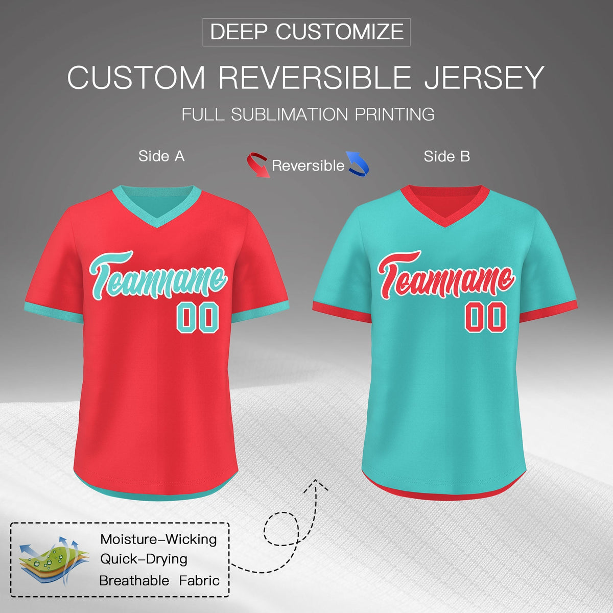 Custom Teal Neon Green Reversible Classic Style Lightweight Baseball Jersey| KXKSHOP