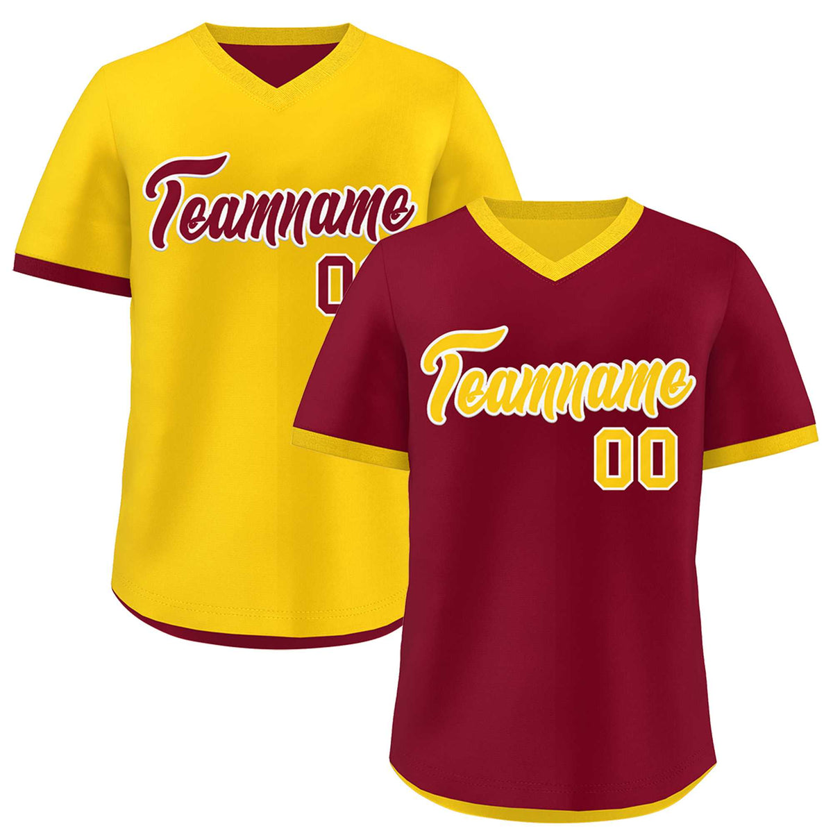 Custom Gold Red Reversible Classic Style Breathable Baseball Jersey| KXKSHOP