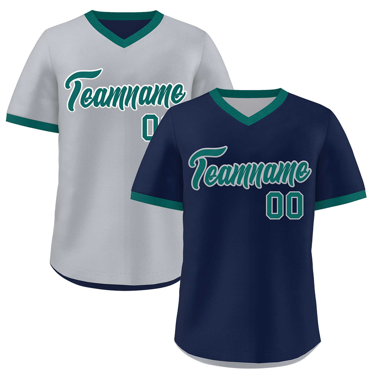 Custom Teal Silver Reversible Classic Style Quick Dry Baseball Jersey| KXKSHOP