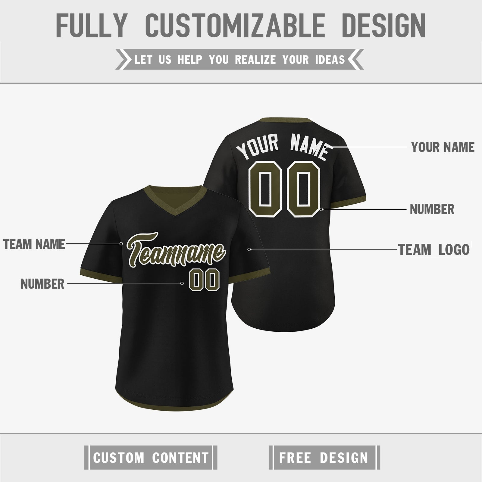 Custom Olive Black Reversible Classic Style Breathable Baseball Jersey| KXKSHOP