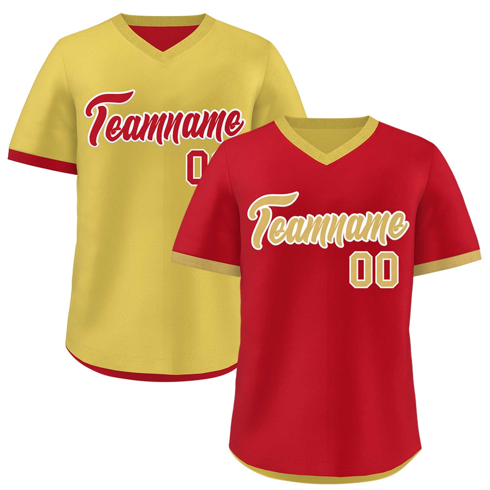 Custom Old Gold Red Reversible Classic Style Quick Dry Baseball Jersey| KXKSHOP