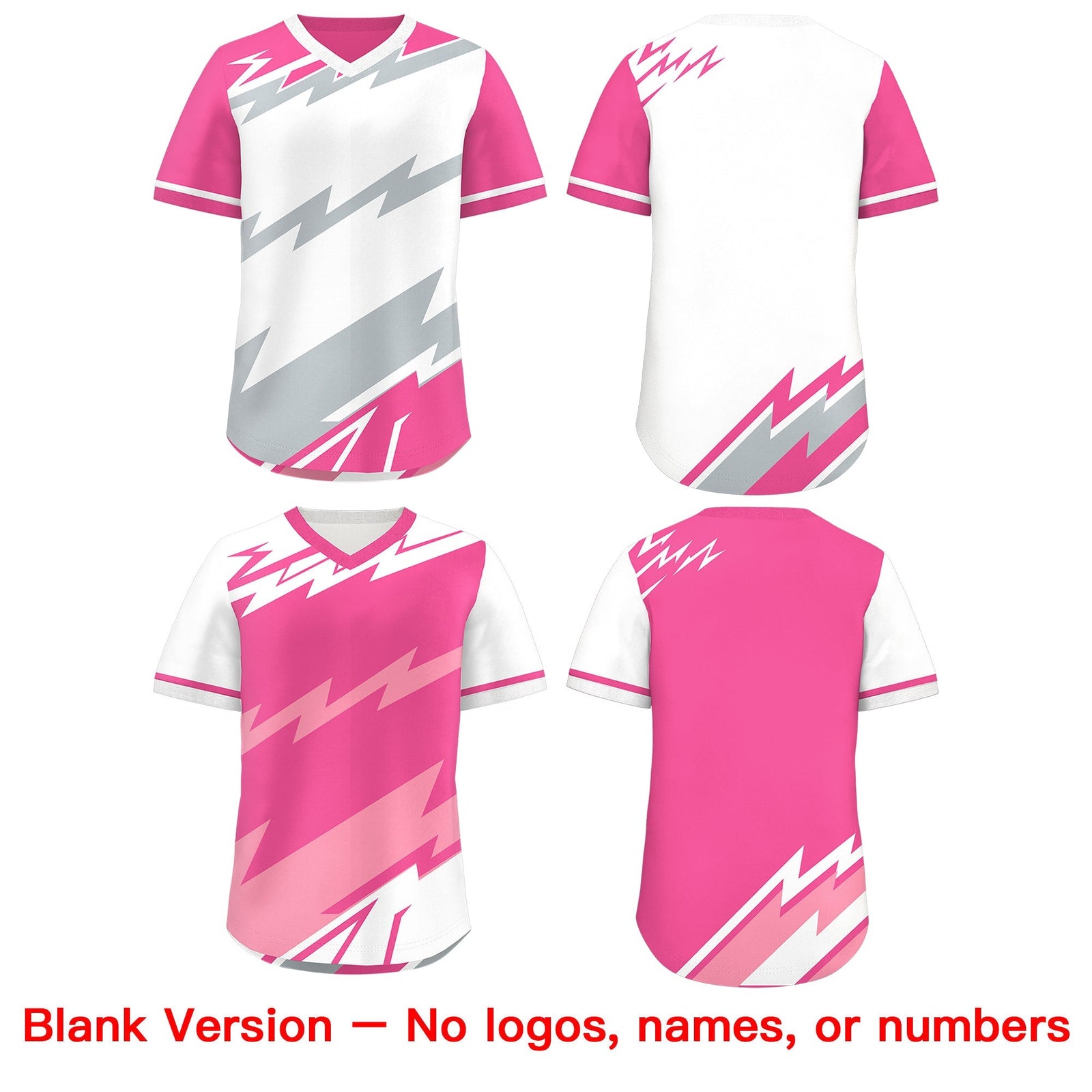 Custom White Pink Silver Reversible Tops Lightning Pattern Graffiti Pattern Pullover V-Neck Baseball Jersey| KXKSHOP