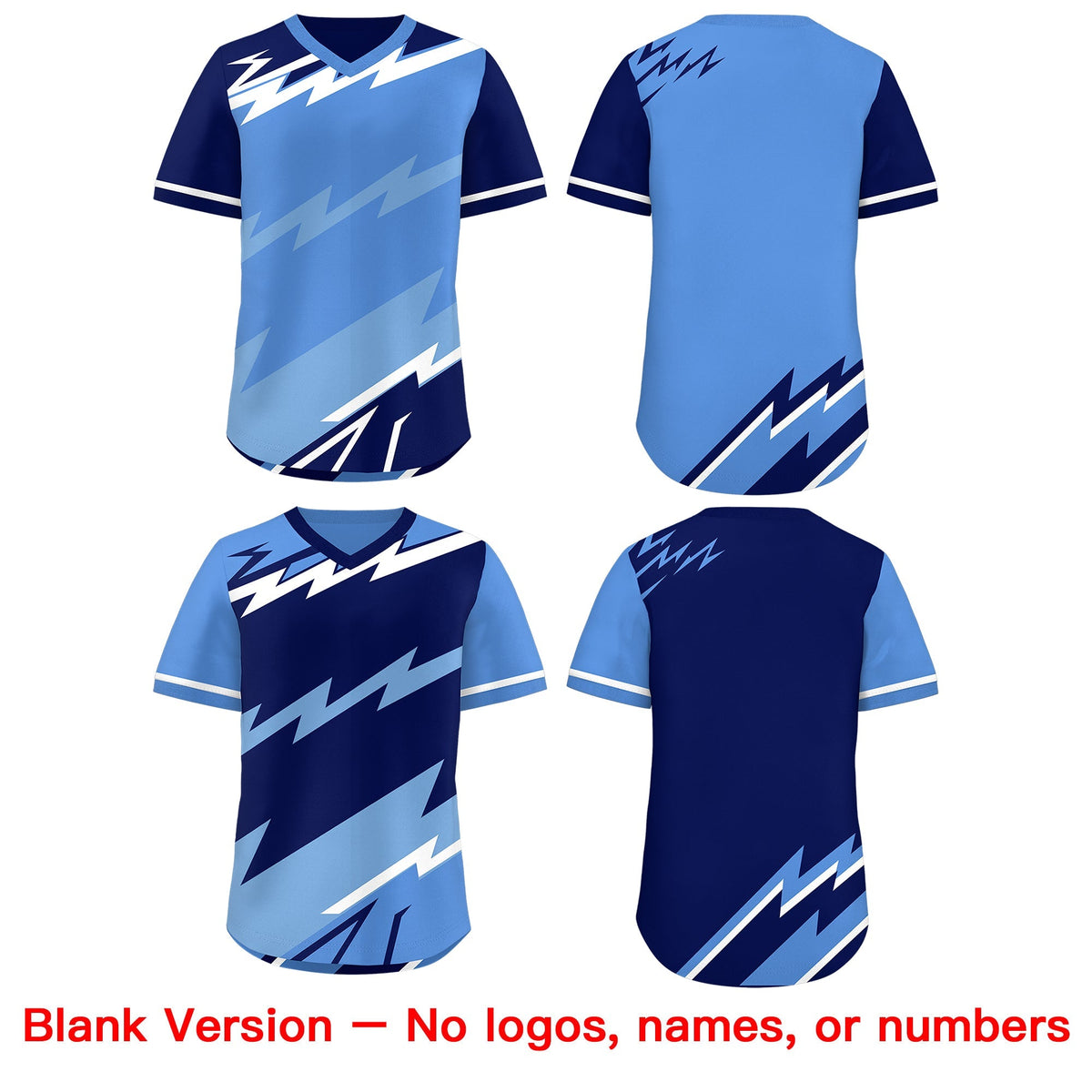 Custom Light Blue Powder Blue White Reversible Tops Lightning Pattern Graffiti Pattern Pullover V-Neck Baseball Jersey| KXKSHOP