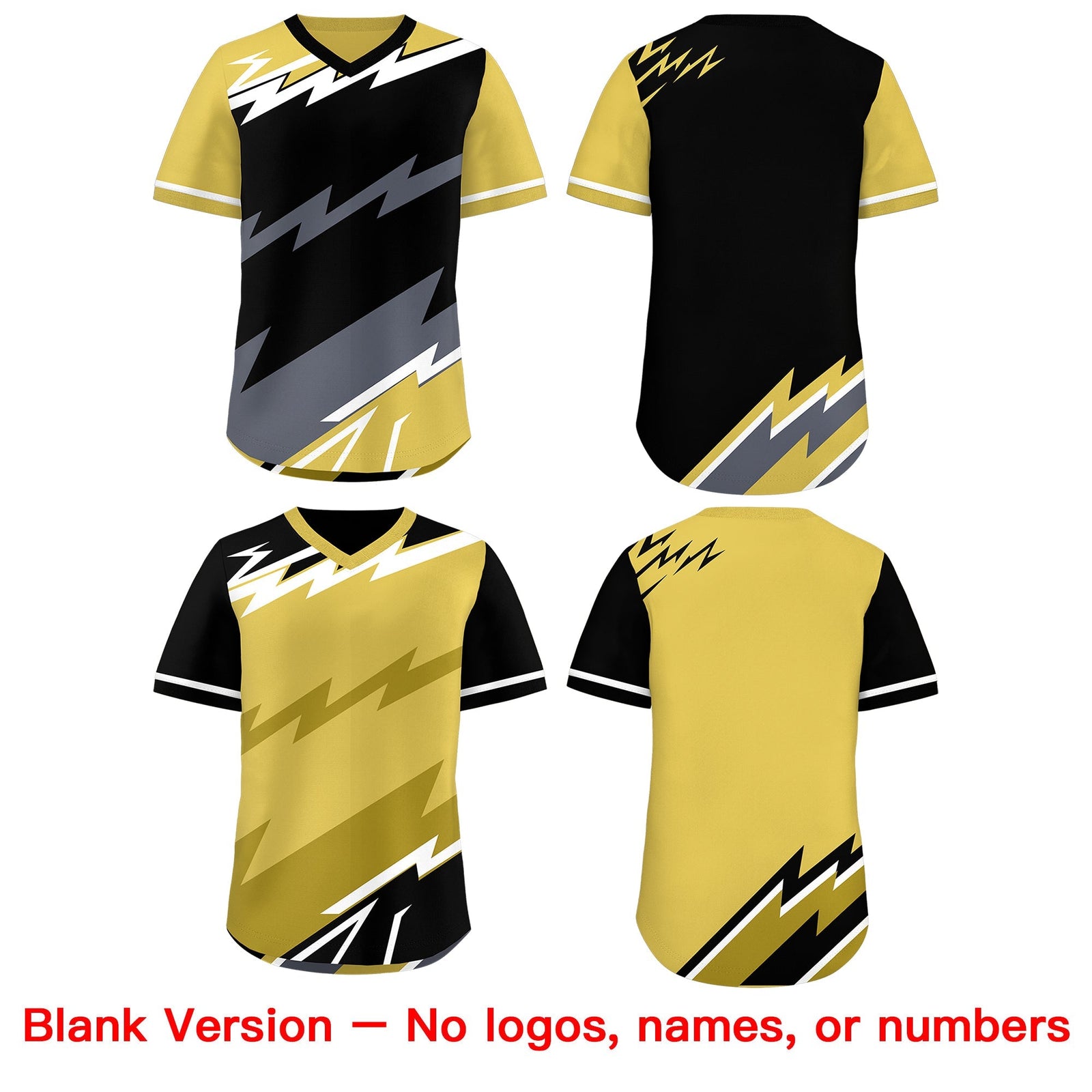 Custom Black Old Gold Gray Reversible Tops Lightning Pattern Graffiti Pattern Pullover V-Neck Baseball Jersey| KXKSHOP