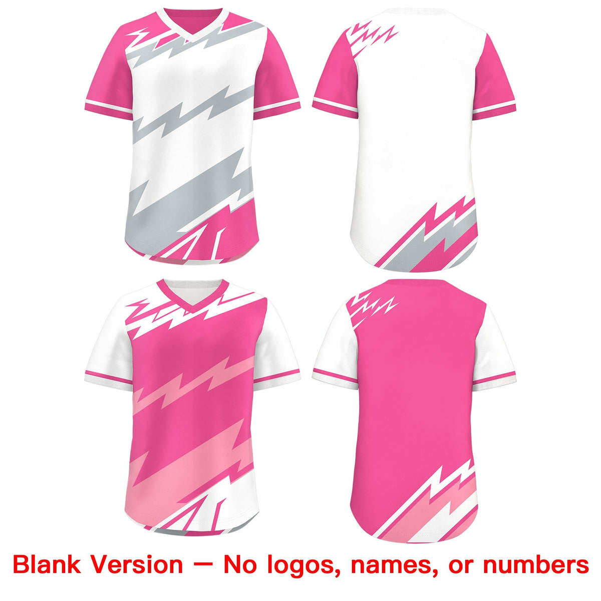 Custom White Pink Silver Reversible Tops Lightning Pattern Graffiti Pattern Pullover V-Neck Baseball Jersey| KXKSHOP