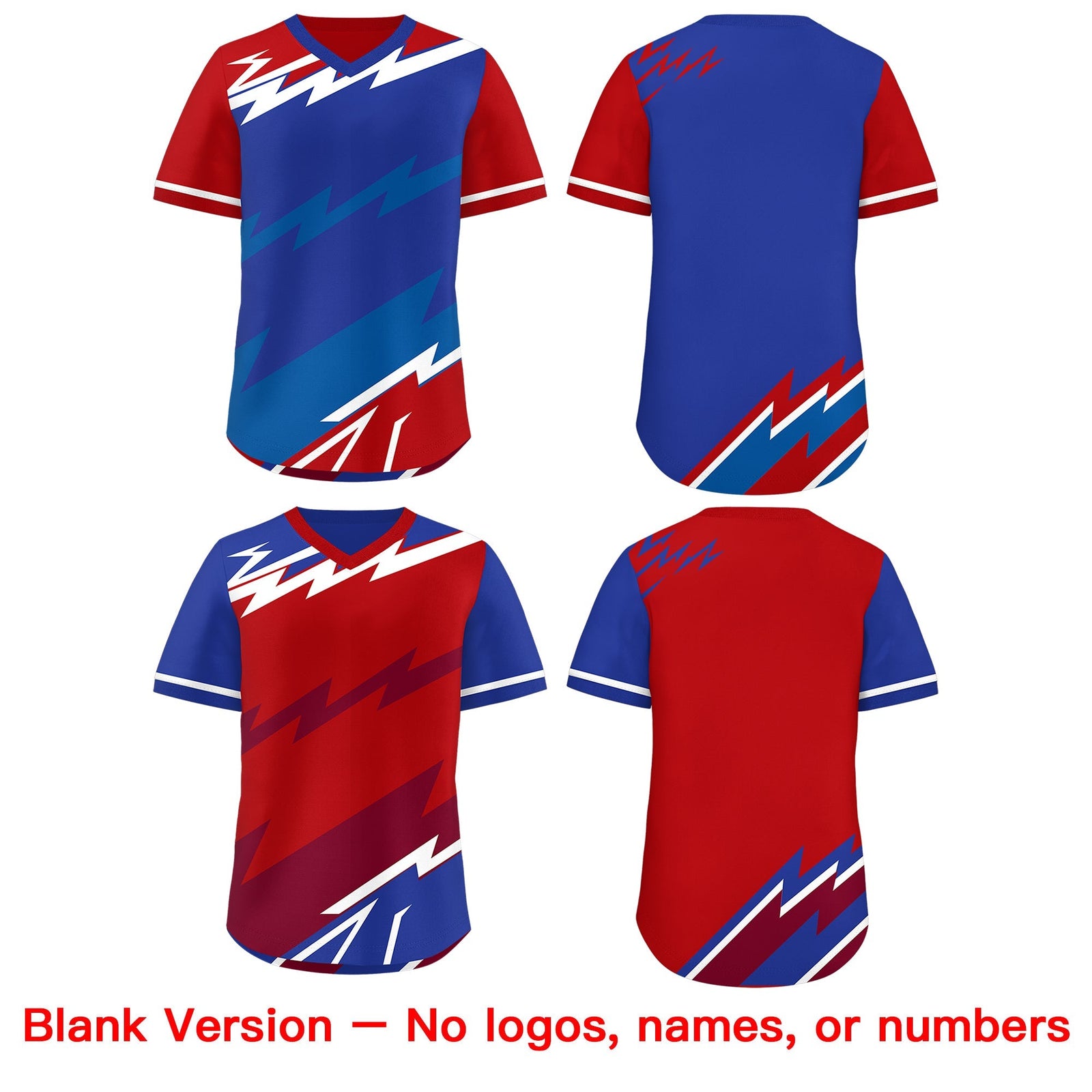 Custom Royal Blue Red Royal Reversible Tops Lightning Pattern Graffiti Pattern Pullover V-Neck Baseball Jersey| KXKSHOP