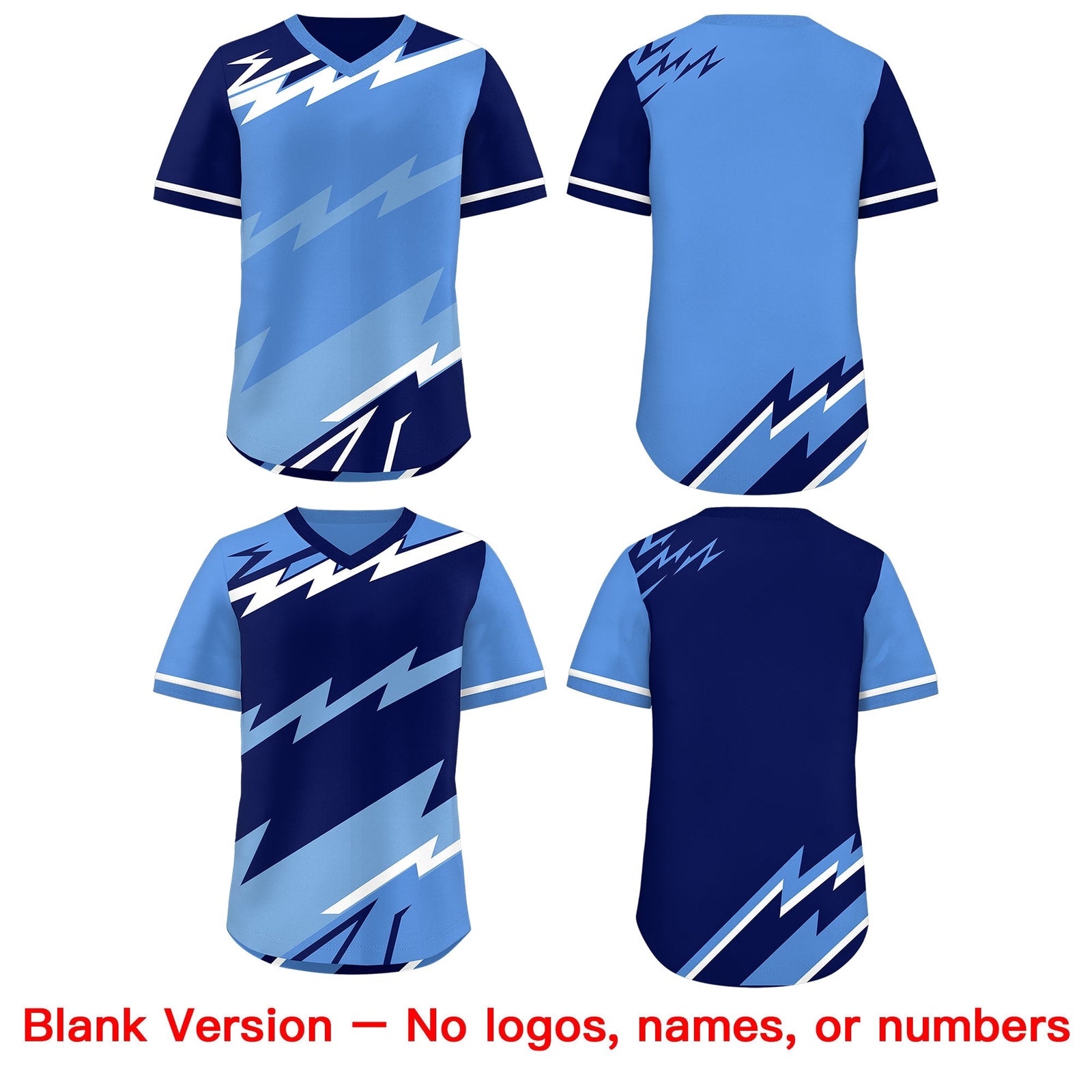 Custom Light Blue Powder Blue White Reversible Tops Lightning Pattern Graffiti Pattern Pullover V-Neck Baseball Jersey| KXKSHOP